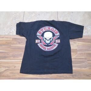 Sturgis 2002 Skull Double Sided Graphic Black T-shirt sz XL Lightning Clothing